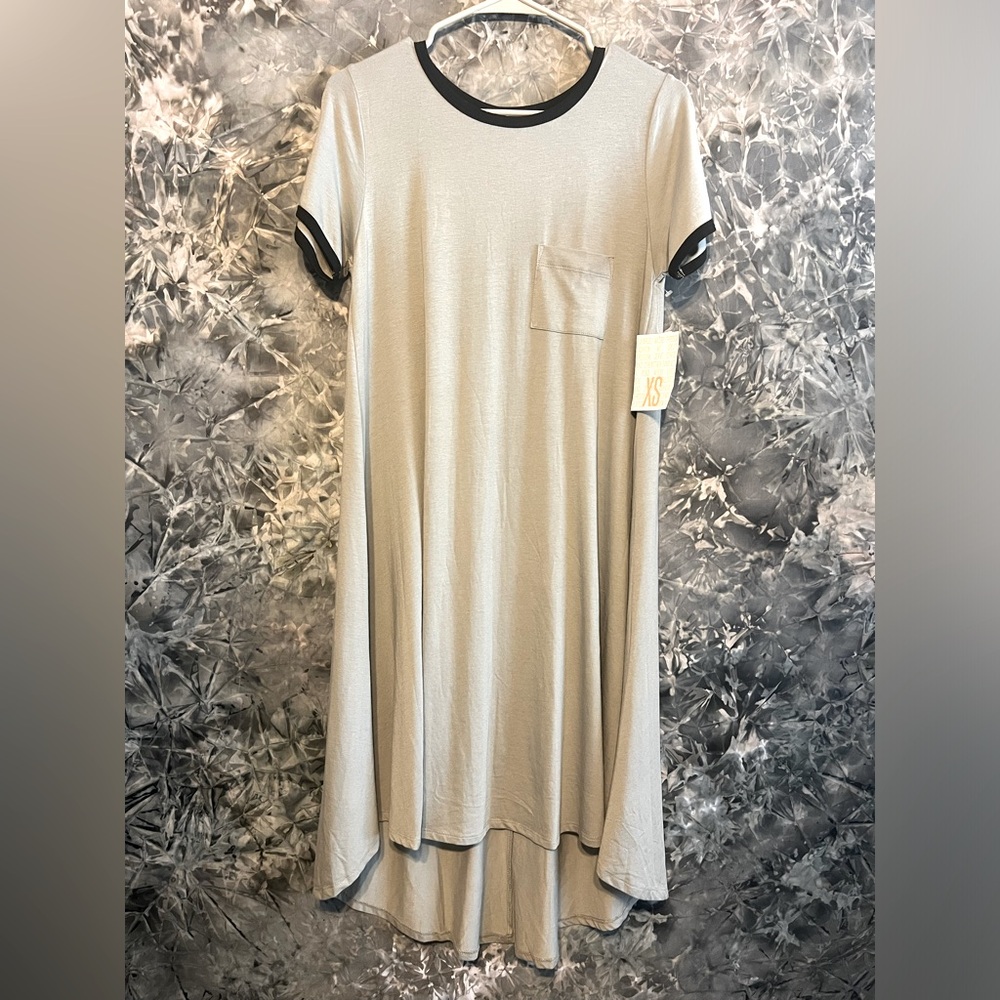 LuLaRoe gray & black high low color block baseball flowy T-shirt dress XS